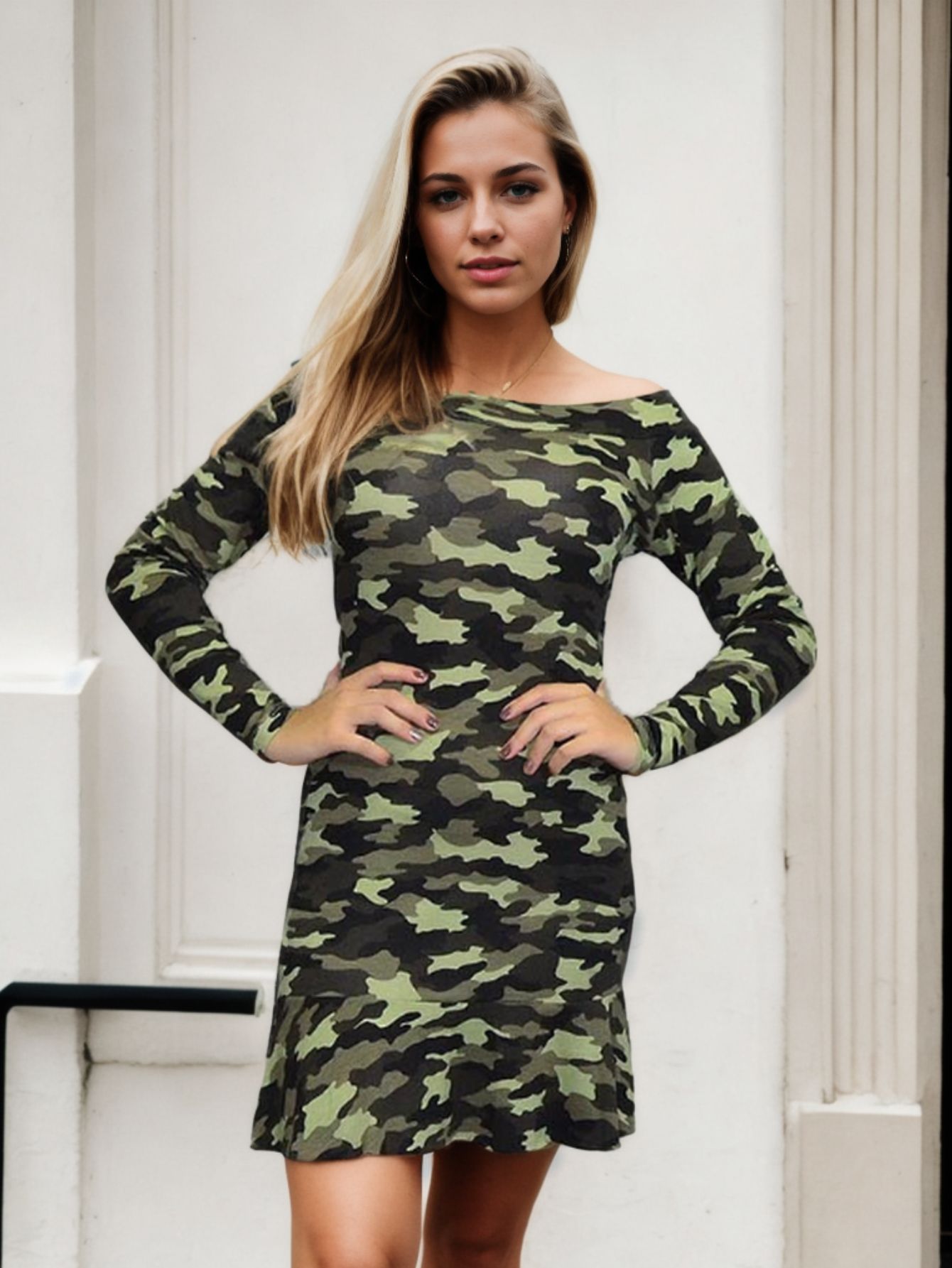 Vestido store estampa militar