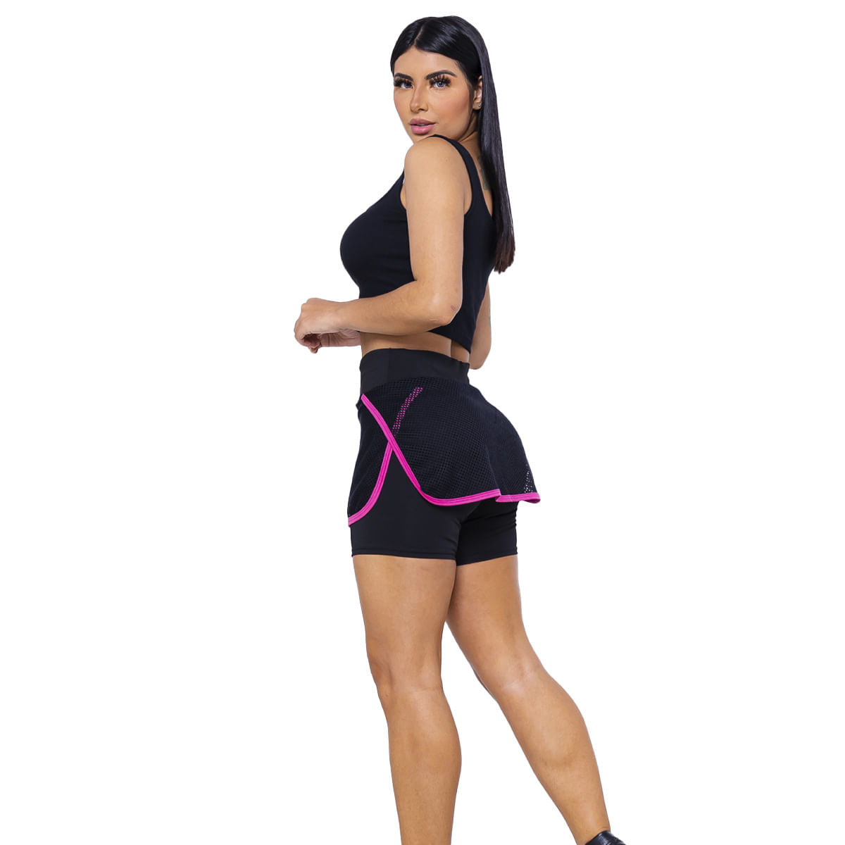 Kit com 4 saia shorts fitness roupa feminina academia suplex - R