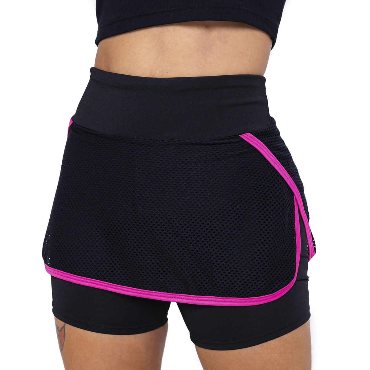 Kit com 4 saia shorts fitness roupa feminina academia suplex - R
